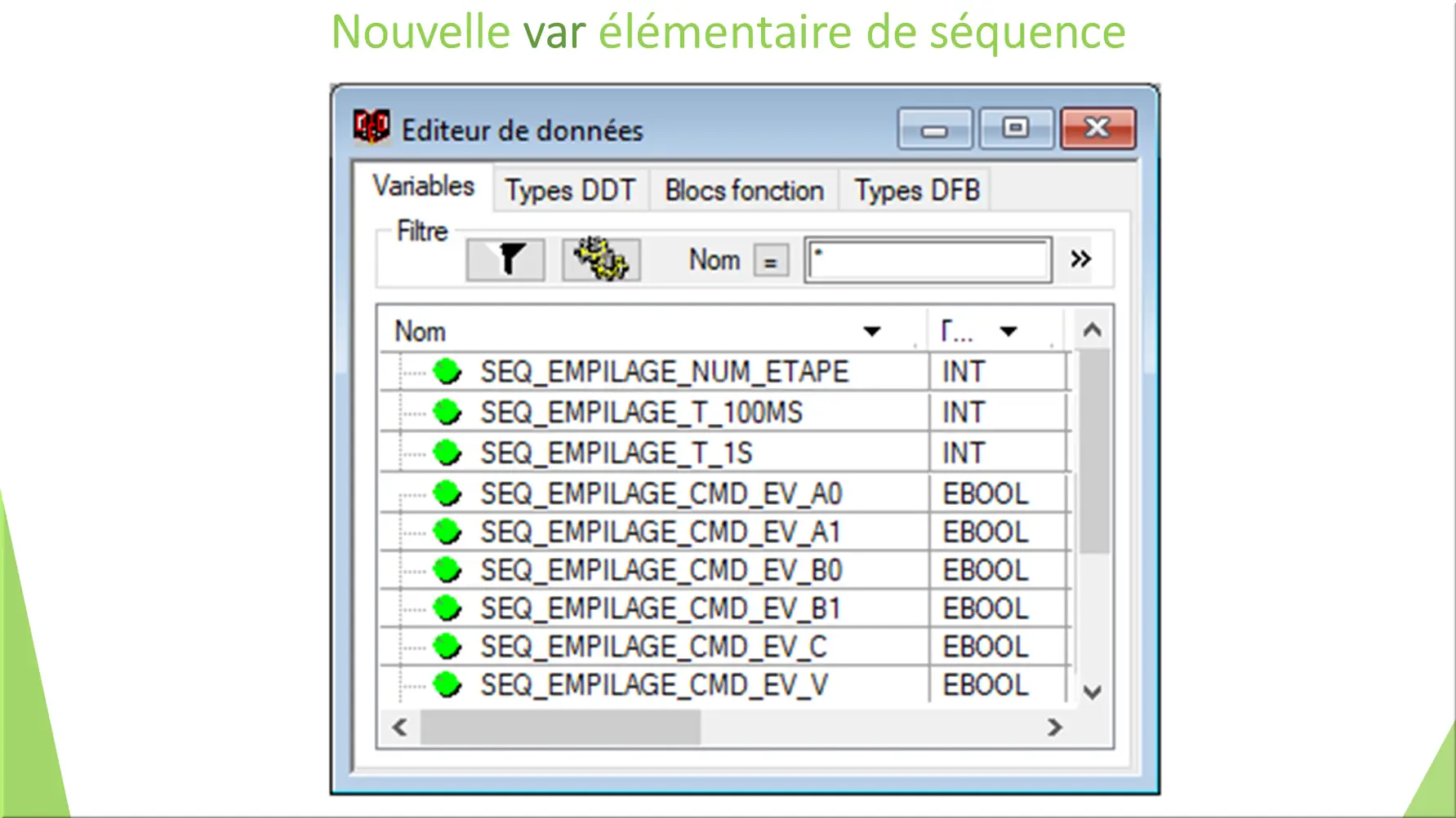 Nouvelle var élémentaire de séquence